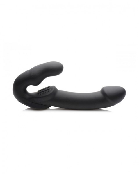 Evoke Rechargeable Vibrating Silicone Strapless Strap-on - Black