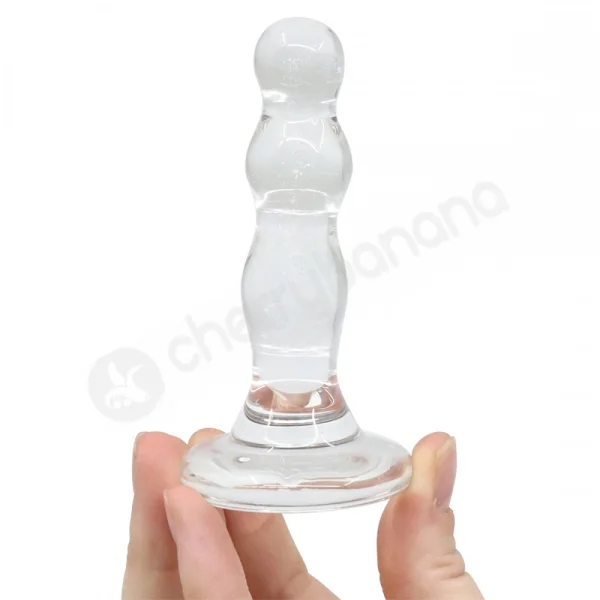 Crystal Pleasures Glass Triple Delight Butt Plug
