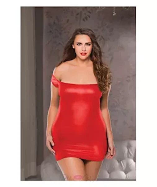Off Shoulder Dress Red - Red - Osx — image 2 of 2