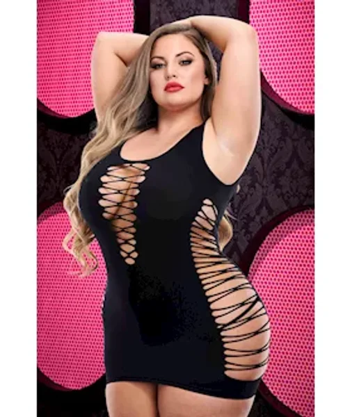 Criss-cross Mini Dress  - Black - Os/xl — image 2 of 2