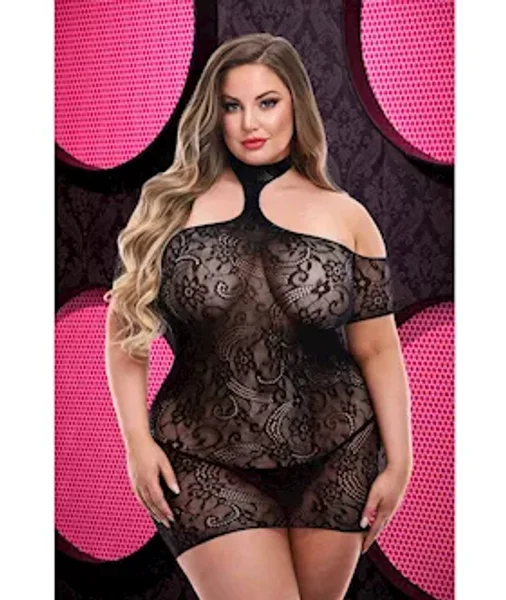 Cut Out Lace Mini Dress  - Black - Os/xl — image 2 of 2