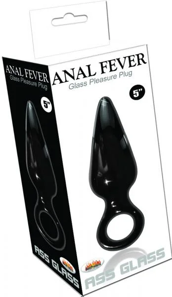 Anal Fever Ass Glass Pleasure Plug Black 5 inches