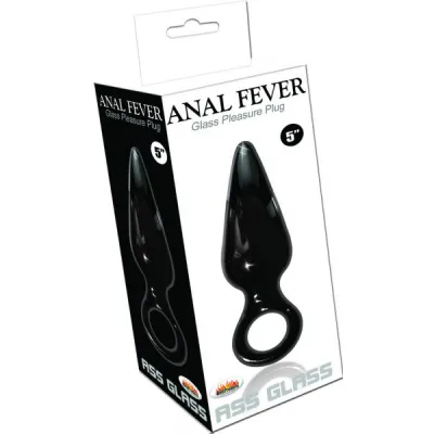 Anal Fever Ass Glass Pleasure Plug Black 5 inches