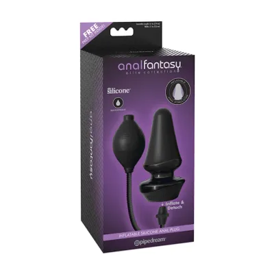 Inflatable Silicone Butt Plug Black 5 Inch