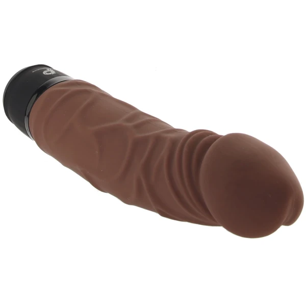 Powercocks Realistic Silicone Waterproof Rechargeable 6.5" Vibrator - Chocolate