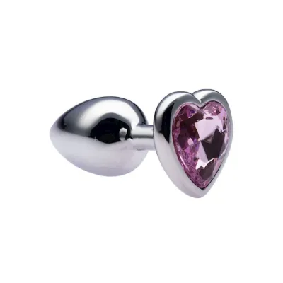 Kink Range Alloy Love Heart Gemmed Butt Plug 2 7 Inch Pink Small