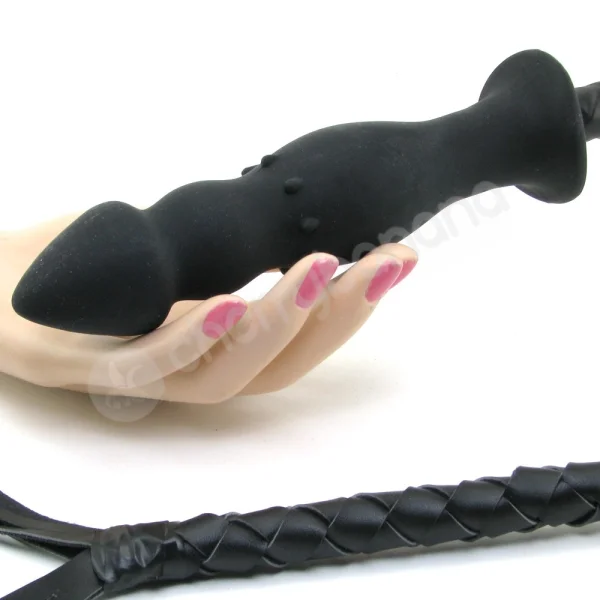 Fetish Fantasy Extreme Black Silicone Butt Plug/Whip