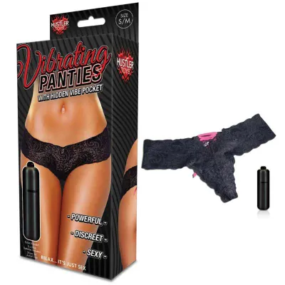 Hustler Vib Panty Black with Pink Lace S M