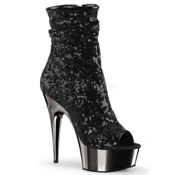 6 inches Heel, 1 3/4 inches PF Peep Toe Sequins Ankle Boot, Side Zip — image 5 of 8