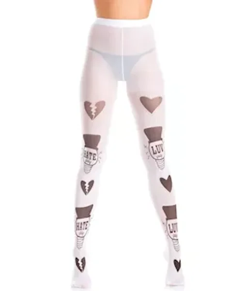 Luv And Hate Pantyhose - White - Os — image 2 of 2