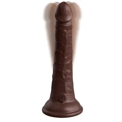 King Cock Elite Vibrating Silicone Dual density Cock With Remote 7 In Brown