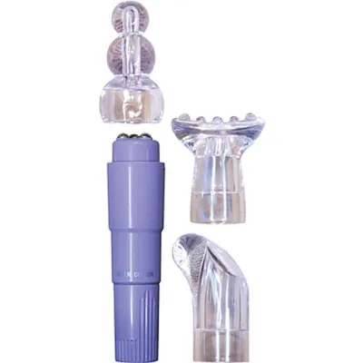 Erotic Massager Ensemble 3 Interchangeable Heads Waterproof Purple