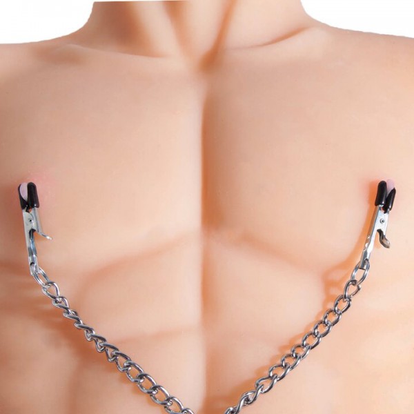 Dominator Faux Leather Nipple Clamp And Cock Ring Chain Harness — image 5 of 5
