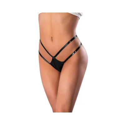 Women s Lingerie Magic Silk Liquid Onyx Crotchless Panty Black S m