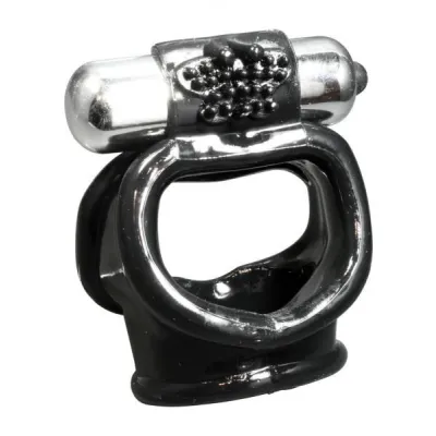 Super Stud Cock And Ball Sling W Vibrating Bullet Black