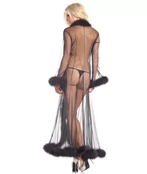 Marabou Robe - Black - Os — image 4 of 4