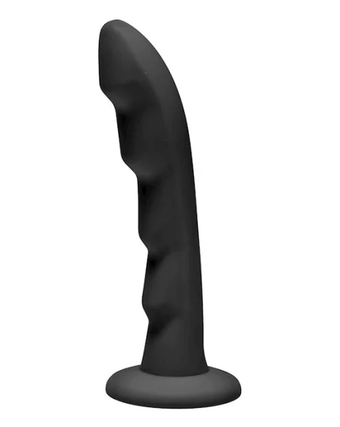 Ripples Silicone Strap On Harness Dildo - Black - 6.8 Inch