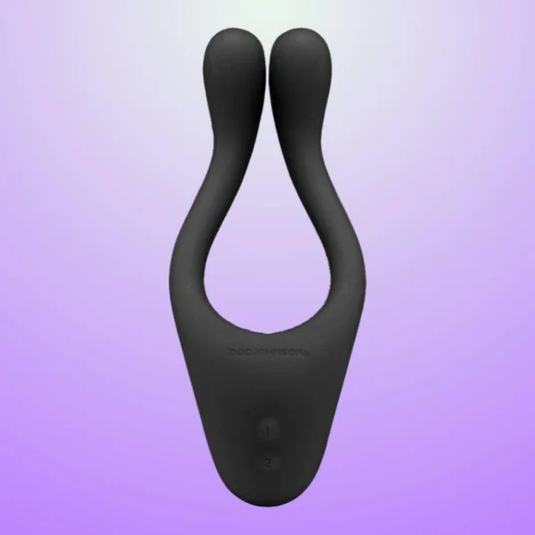 Tryst Multi Erogenous Zone Silicone Vibrator and Cock Ring - Black