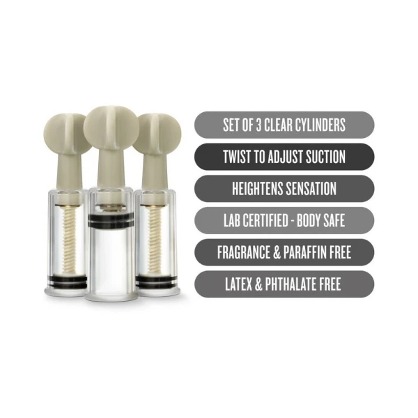 Temptasia Clit And Nipple Twist Suckers Set of 3 Clear