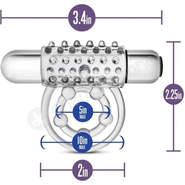 Stay Hard Vibrating Super Clitifier Clear 3 in 1 Cockring