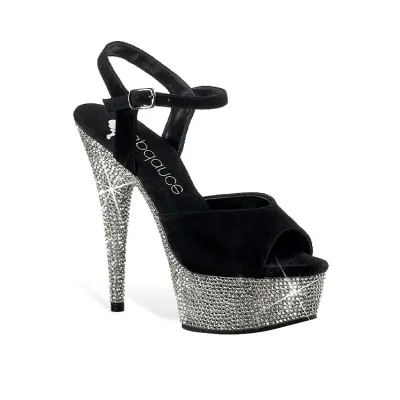 Lapdance Shoes Rhinestone Suede Platform Sandal with Ankle Strap