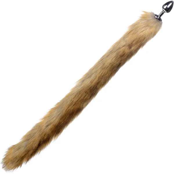 Tailz Aluminum Anal Plug With Extra Long Brown Faux Mink Tail