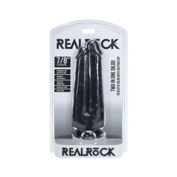 Couples Dildos: Realrock Two In One 7 In. / 8 In. Dildo Black