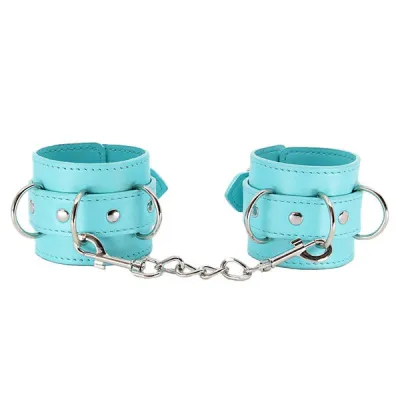 Love In Leather Turquoise Blue Faux Leather Wrist Cuffs