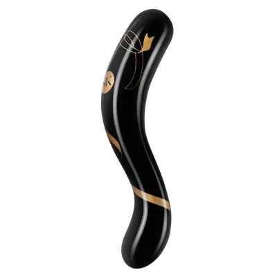 Secret Kisses 7 Inch Handblown Double Ended Dildo Black