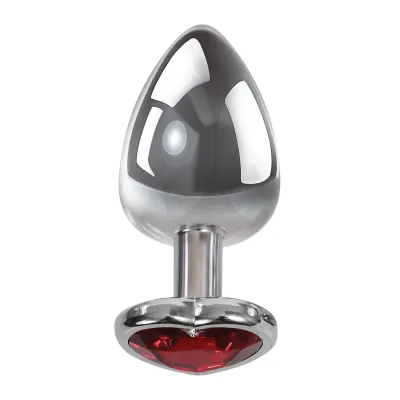 Adam Eve Red Heart Gem Anal Plug Medium Red Chrome