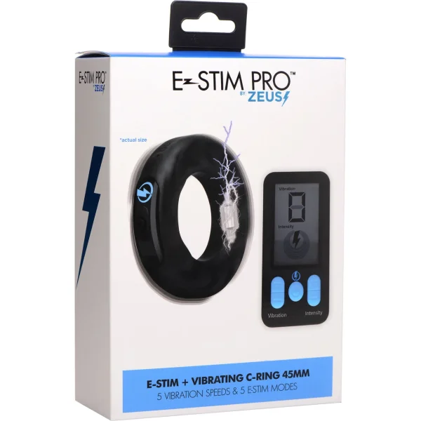 Zeus Electrosex E-Stim Pro Vibrating Silicone Cock Ring with Remote 45 mm