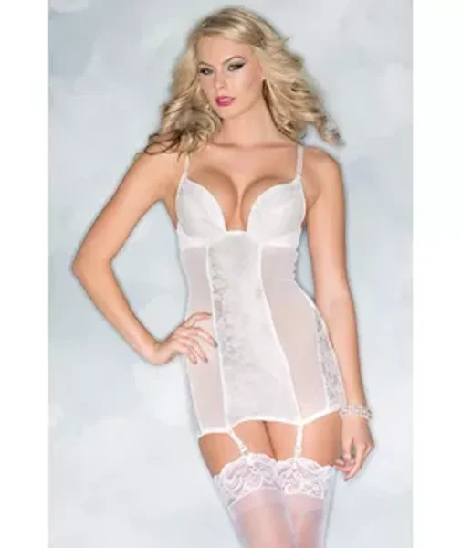 2 Piece Lace Chemise With Thong - White - Small — image 2 of 3