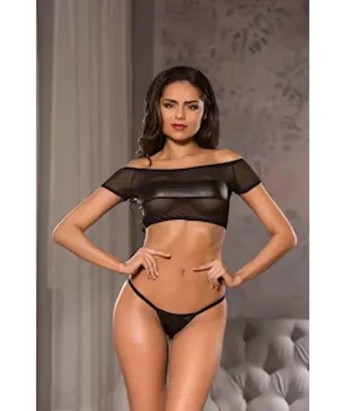 Allure Off The Shoulder Top And G-string - Black - L/xl — image 3 of 4
