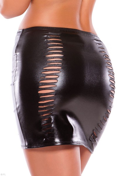 Allure Risque Slashed Black Mini Skirt