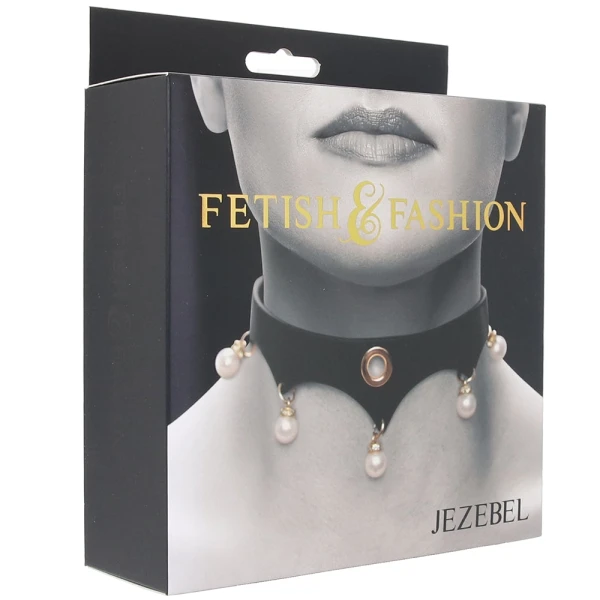Fetish & Fashion Jezebel Collar With Pearls By NS Novelties - Black & Gold