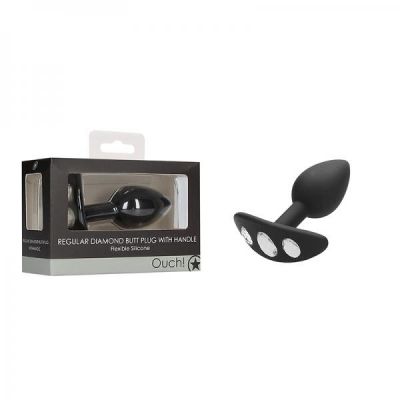 Ouch Regular Diamond Butt Plug With Handle Black