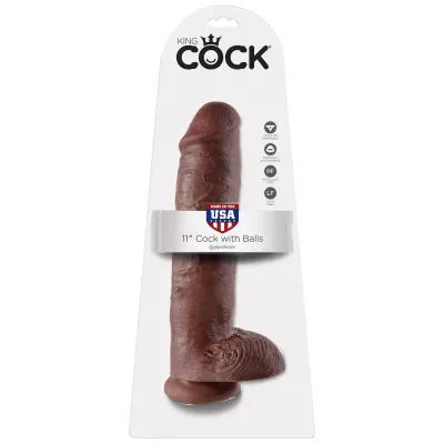 King Cock 11 Inch Cock With Balls Brown