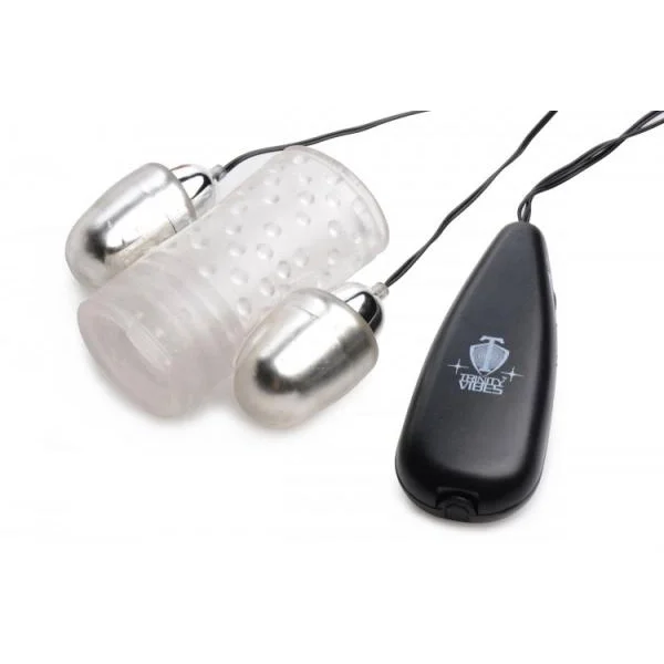 Dual Vibrating Penis Sheath Clear Stroker