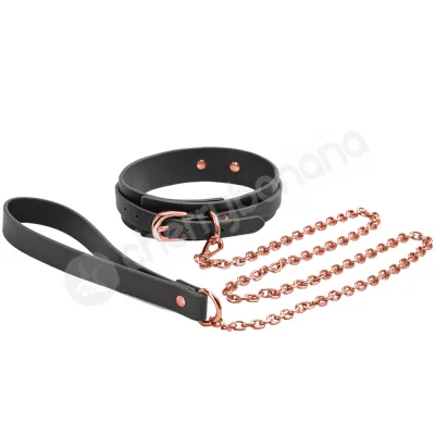 Bondage Couture Black Rose Gold Collar And Leash