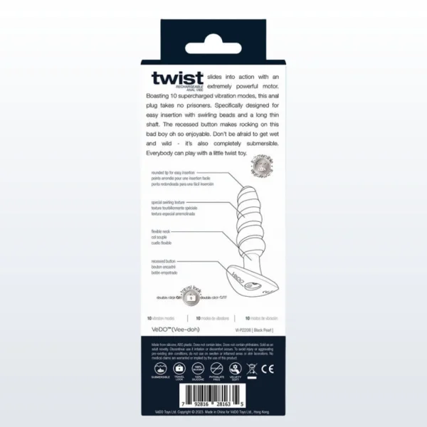 VeDO Twist Plug Vibrating Butt Plug - Black