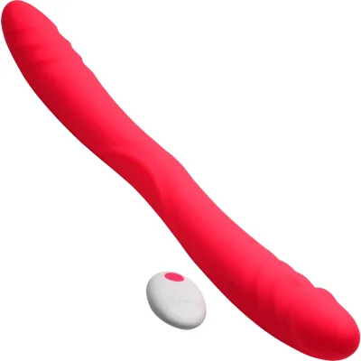 Inmi 7X Double Down Rechargeable Silicone Double Vibrating Dildo With Remote Pink