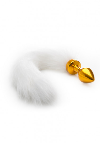 White Tail Buttplug - Gold - Butt Plugs For Women