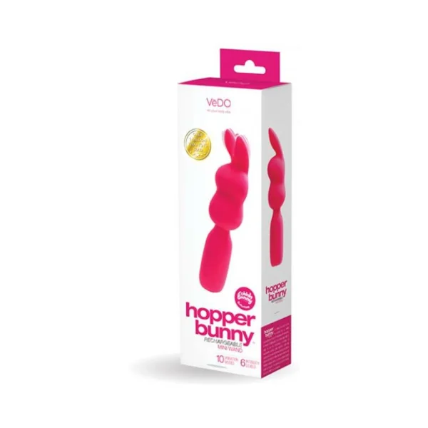 Personal Massagers: Vedo Hopper Bunny Rechargeable Silicone Mini Wand Vibrator Pink