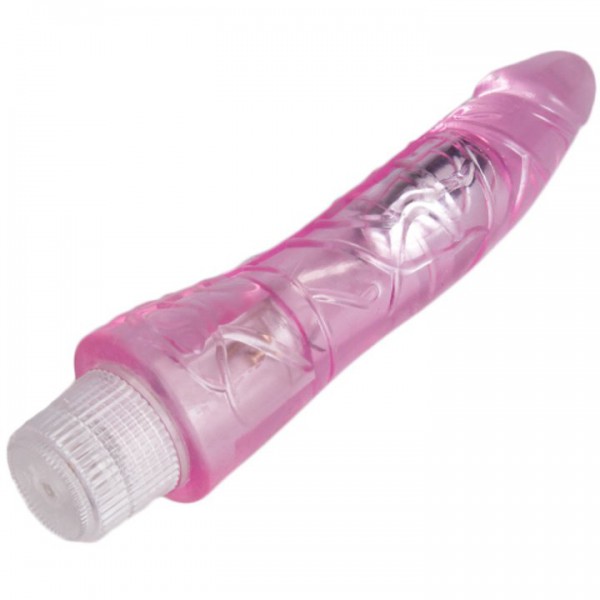 Bondara Crystal Clear Pink Jelly Vibrating Dildo – 9 Inch