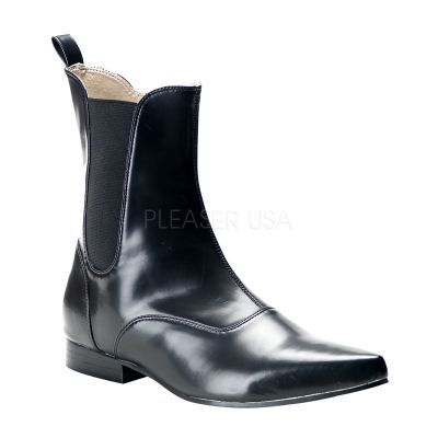 BROGUE 02 1 Heel Blk Winklepicker Beatle Ankle Boot