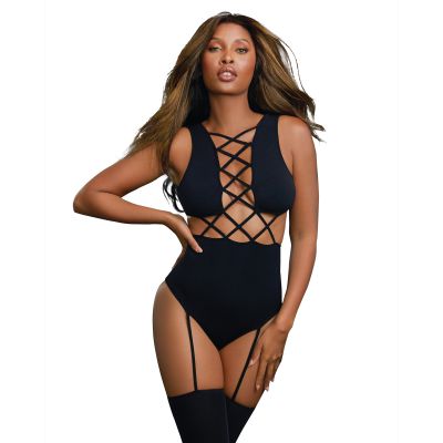 Dreamgirl One Size Black Opaque Seamless Teddy Bodystocking