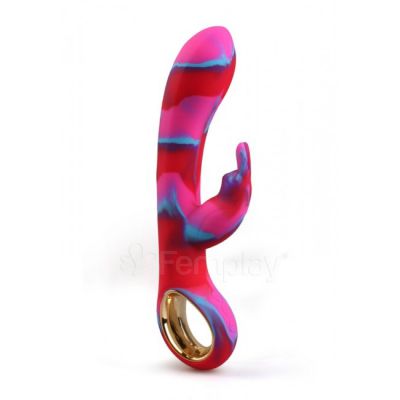 Colourful Camo Dini Heating Rabbit Vibrator Blue