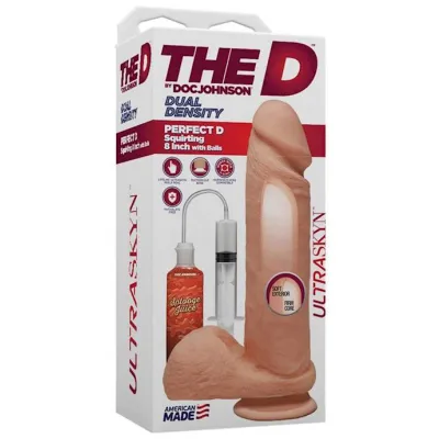 The D Perfect D Squirting 8 Inch With Balls Ultraskyn Vanilla