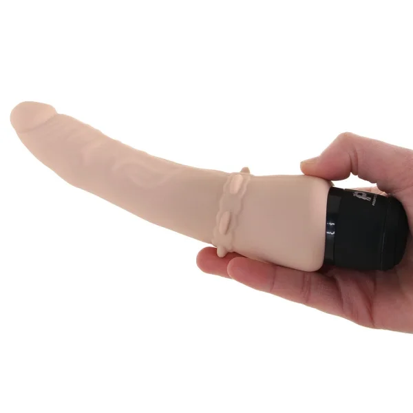 Powercocks Slim Anal Realistic Silicone Waterproof Rechargeable 7" Vibrator - Vanilla