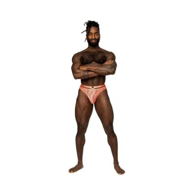 Men s Clothing Male Power Rude Awakening Strap Thong Neon Orange L xl